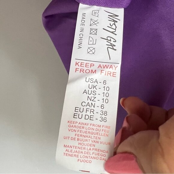 Nasty Gal,Women’s Abstract Print Keyhole Midaxi Tea Dress-Purple. Size:6(US) NWT - Picture 7 of 16